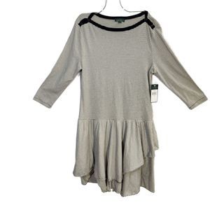 Lauren Ralph Lauren cream black stripe long sleeve dress Extra large